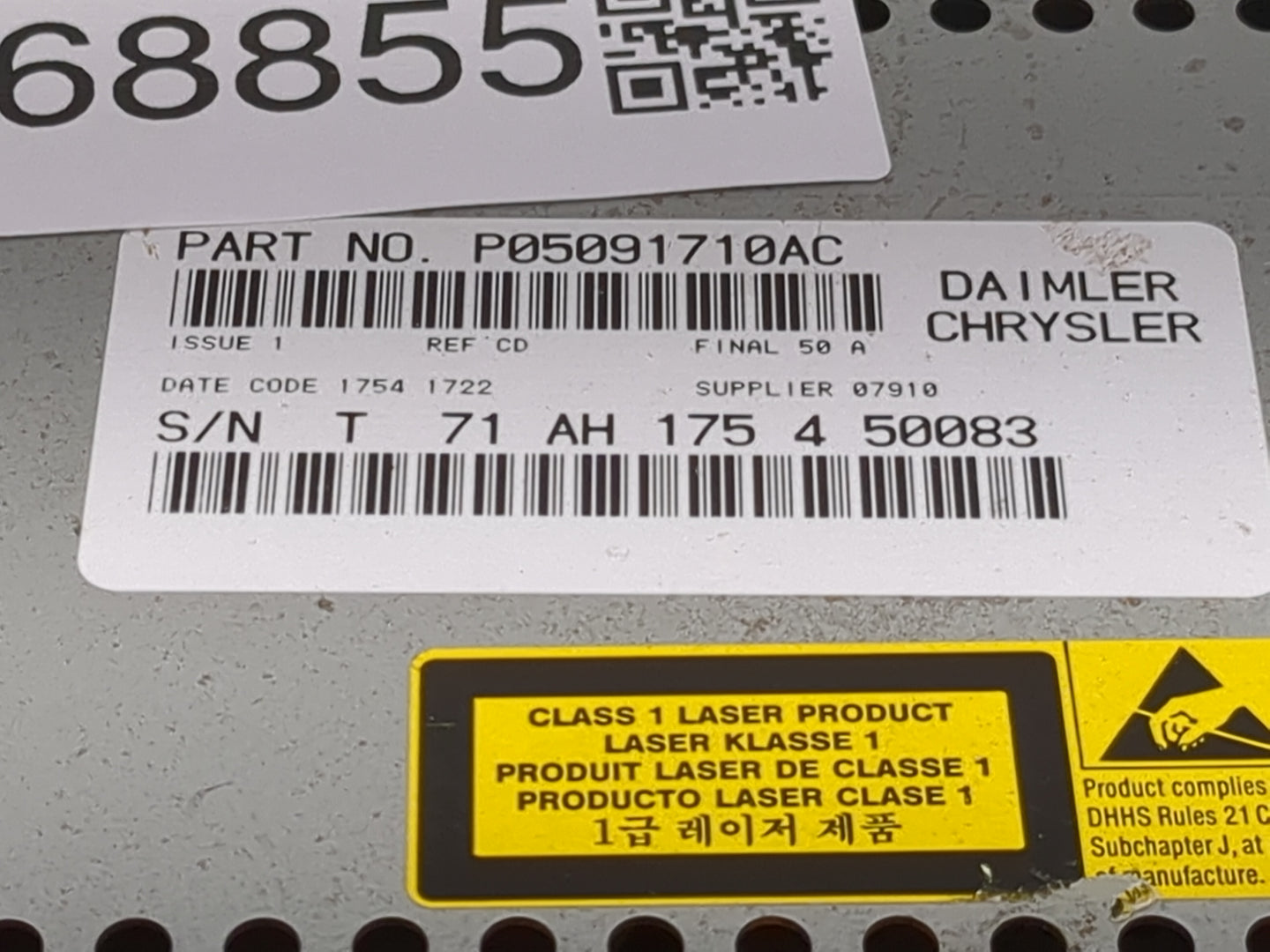 2006-2007 Dodge Charger Radio AM FM Cd Player Receiver Replacement P/N:P05091710AC Fits Fits 2005 2006 2007 2008 2009 OEM Us