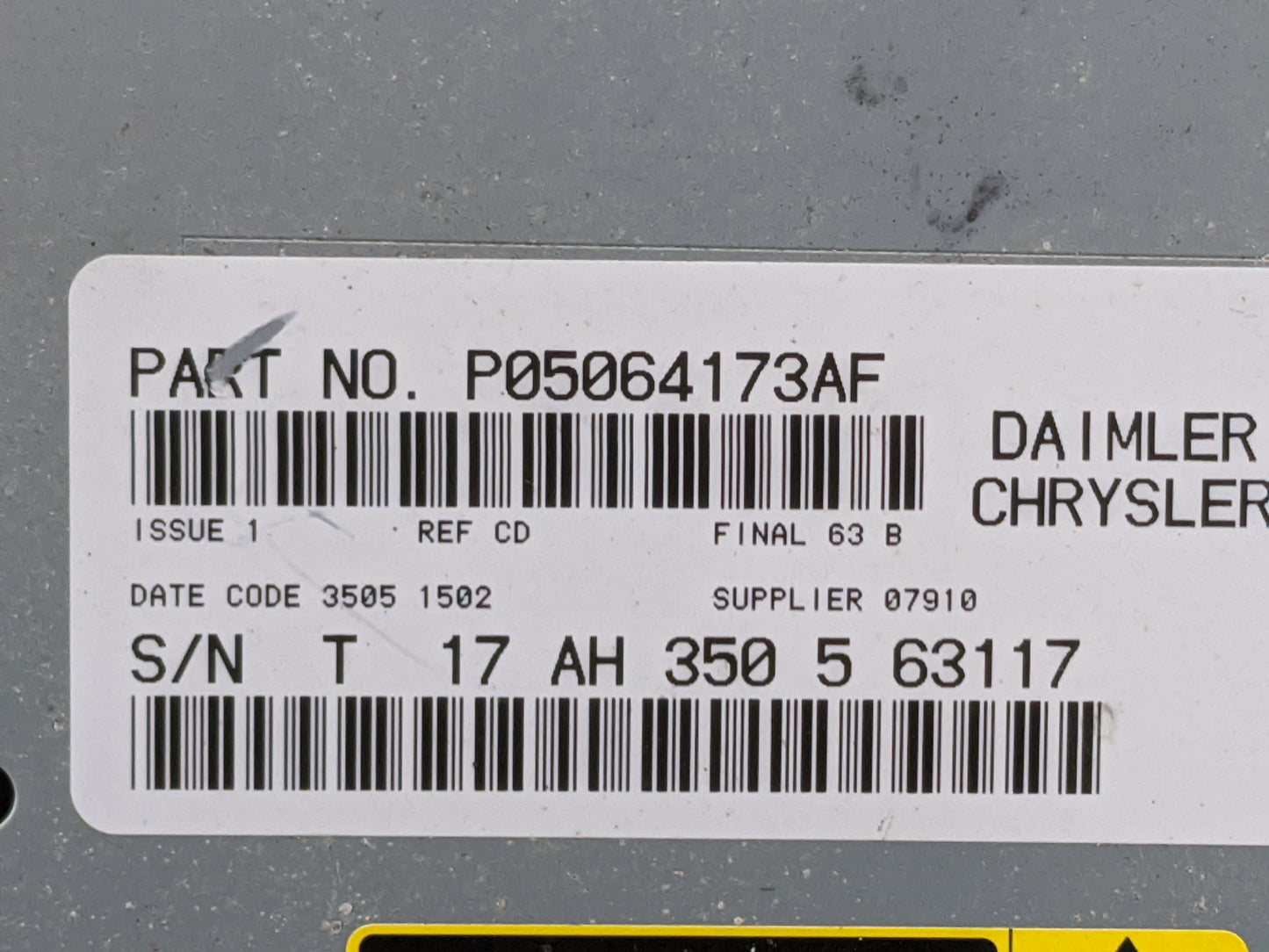 2006-2007 Dodge Charger Radio AM FM Cd Player Receiver Replacement P/N:P05064173AF Fits Fits 2004 2005 2006 2007 2008 2009 2