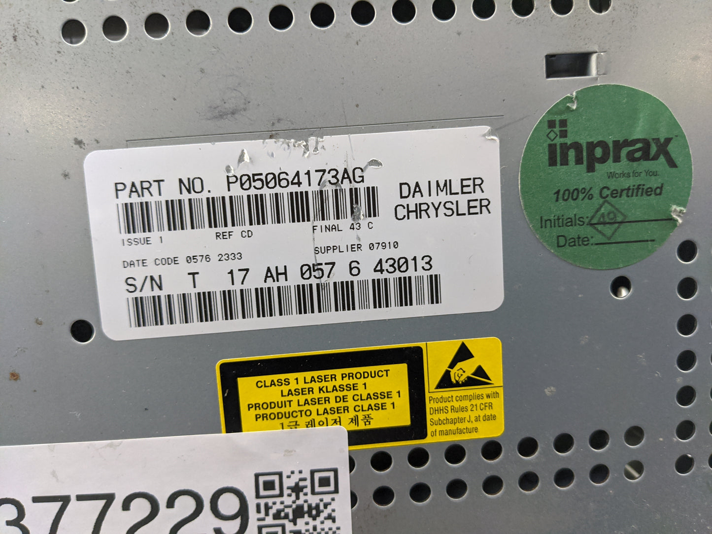 2005-2007 Dodge Dakota Radio AM FM Cd Player Receiver Replacement P/N:P05064173AG Fits Fits 2005 2006 2007 OEM Used Auto Par