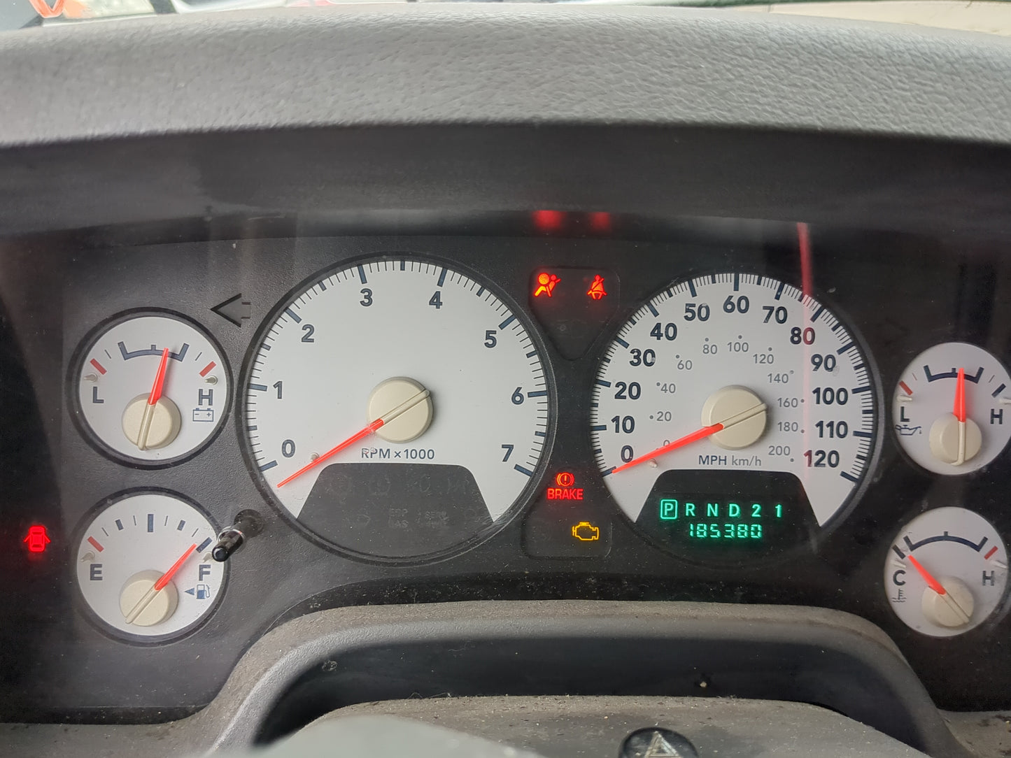 2006 Dodge Ram 1500 Instrument Cluster Speedometer Gauges Miles:185K Fits OEM Used Auto Parts - Oemusedautoparts1.com