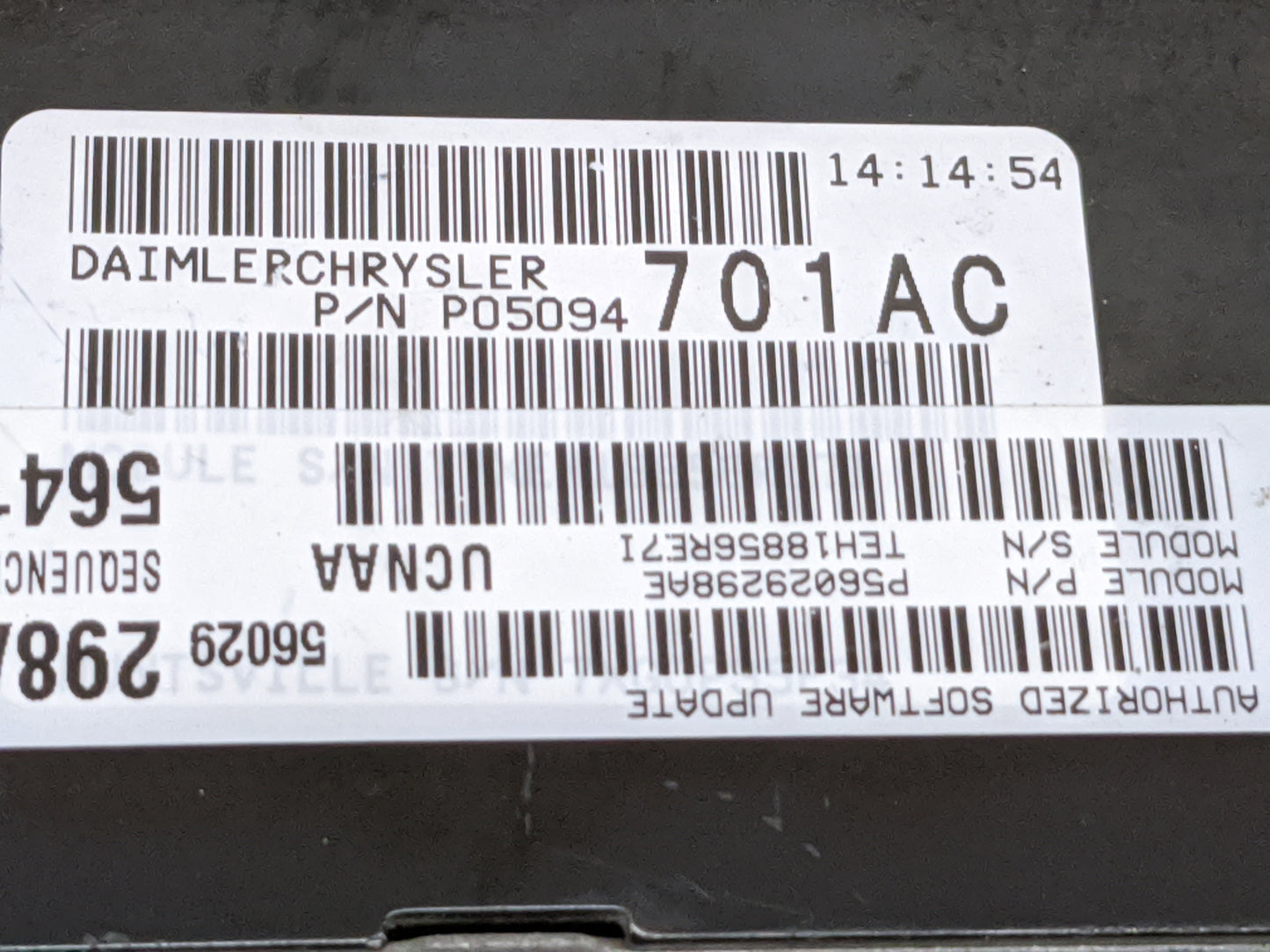 2006 Dodge Ram 1500 PCM Engine Control Computer ECU ECM PCU OEM P/N:P05094701AC P56029298AE Fits OEM Used Auto Parts - Oemus