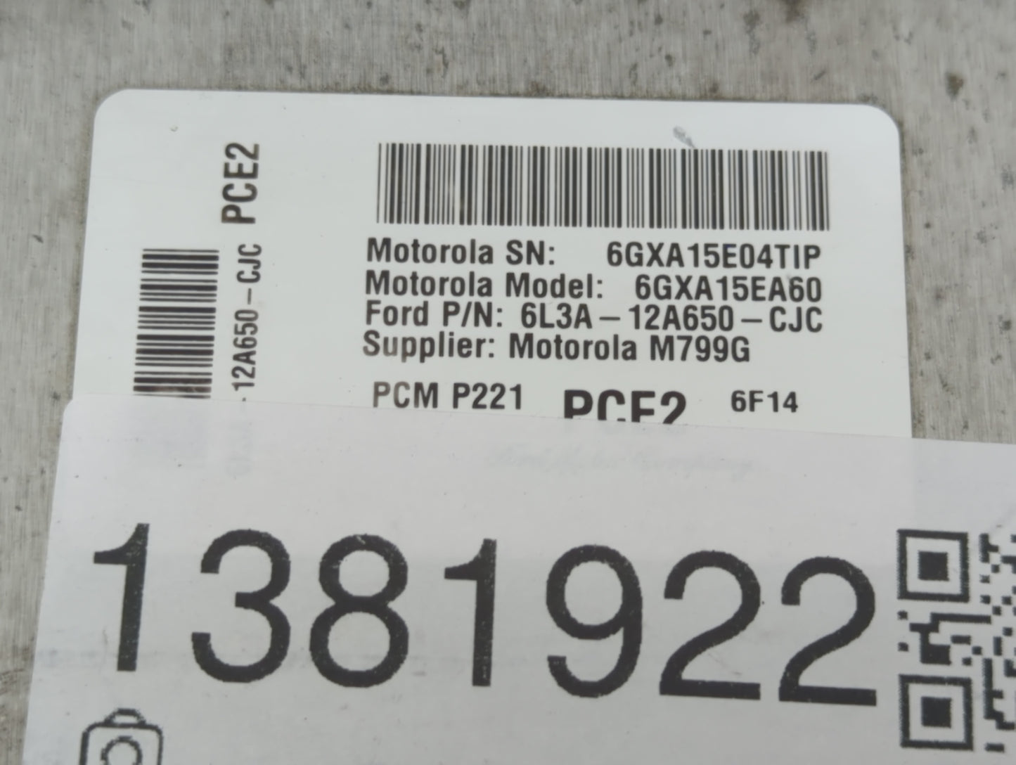 2006-2007 Ford F-150 PCM Engine Control Computer ECU ECM PCU OEM P/N:6L3A-12A650-CJC Fits Fits 2006 2007 OEM Used Auto Parts