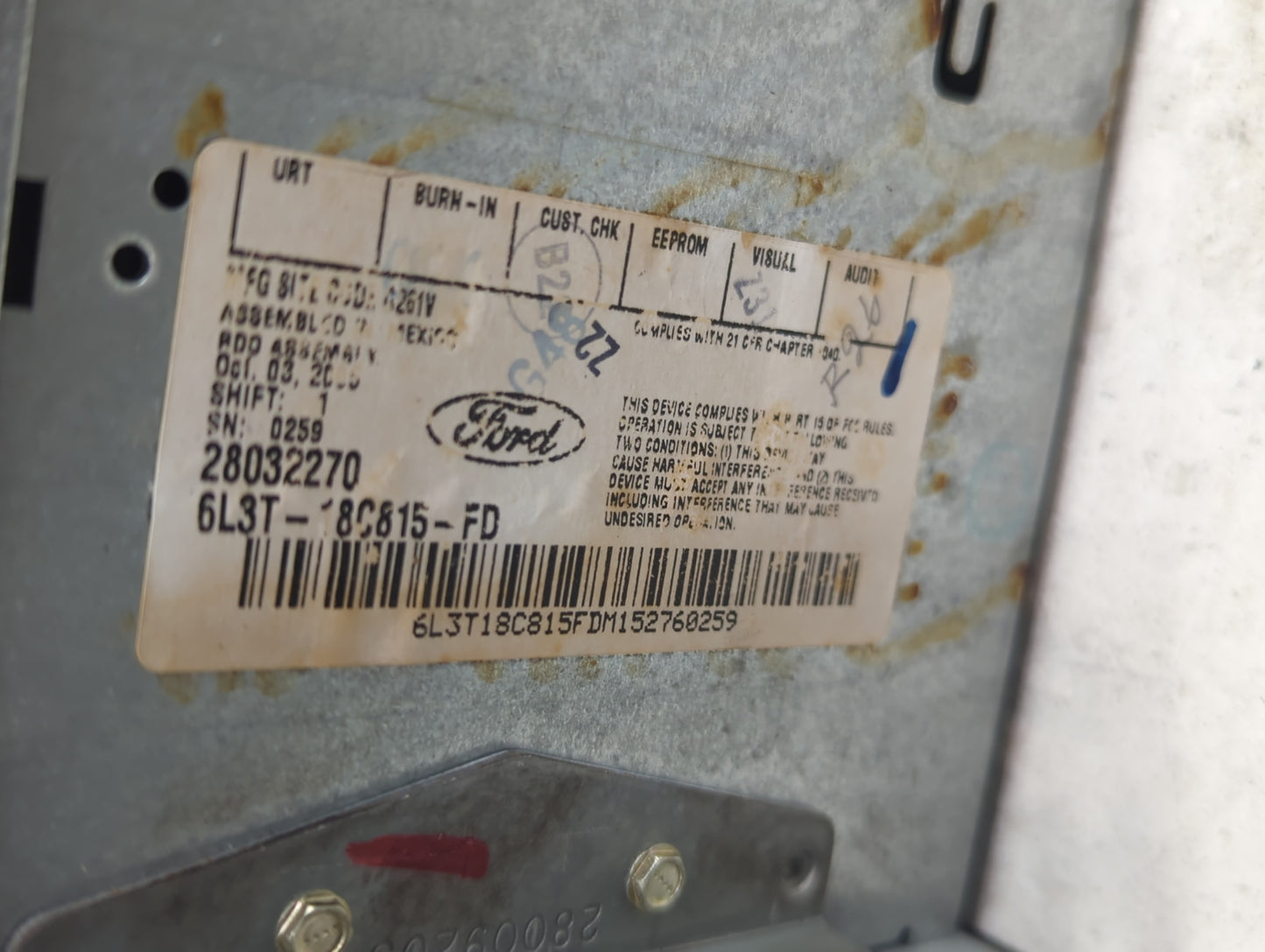 2006 Ford F-150 Radio AM FM Cd Player Receiver Replacement P/N:6L3T-18C815-FD Fits OEM Used Auto Parts - Oemusedautoparts1.c