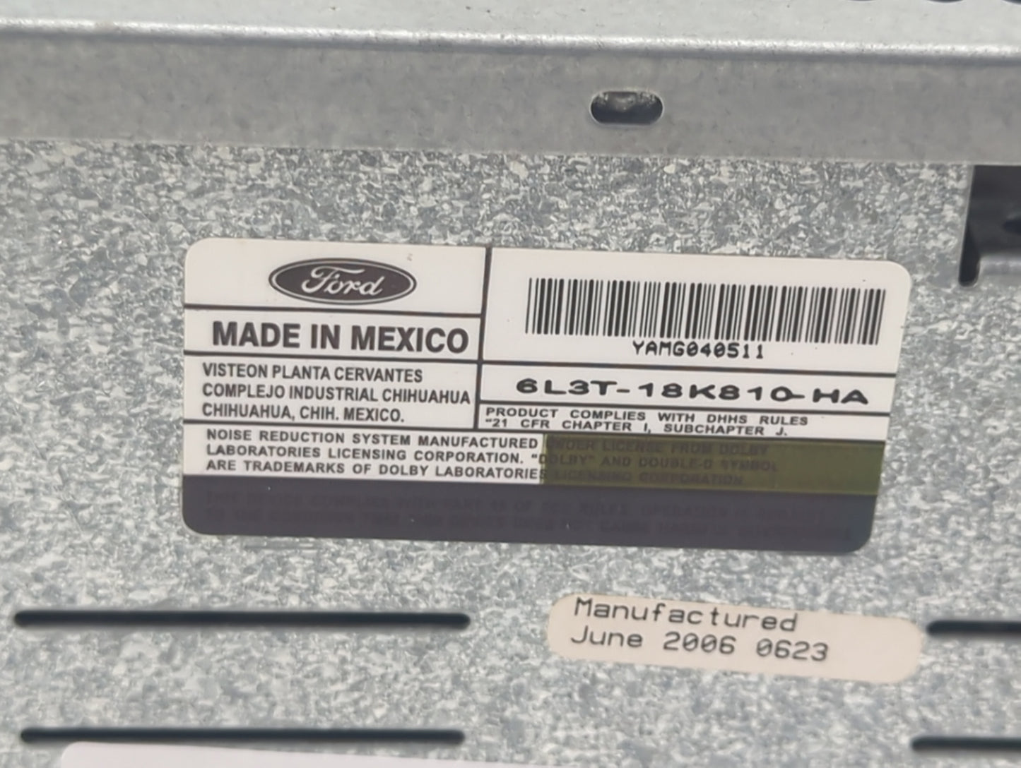2006 Ford F150 Radio AM FM Cd Player Receiver Replacement P/N:6L3T-18K810-HA YAMG040511 Fits OEM Used Auto Parts - Oemusedau