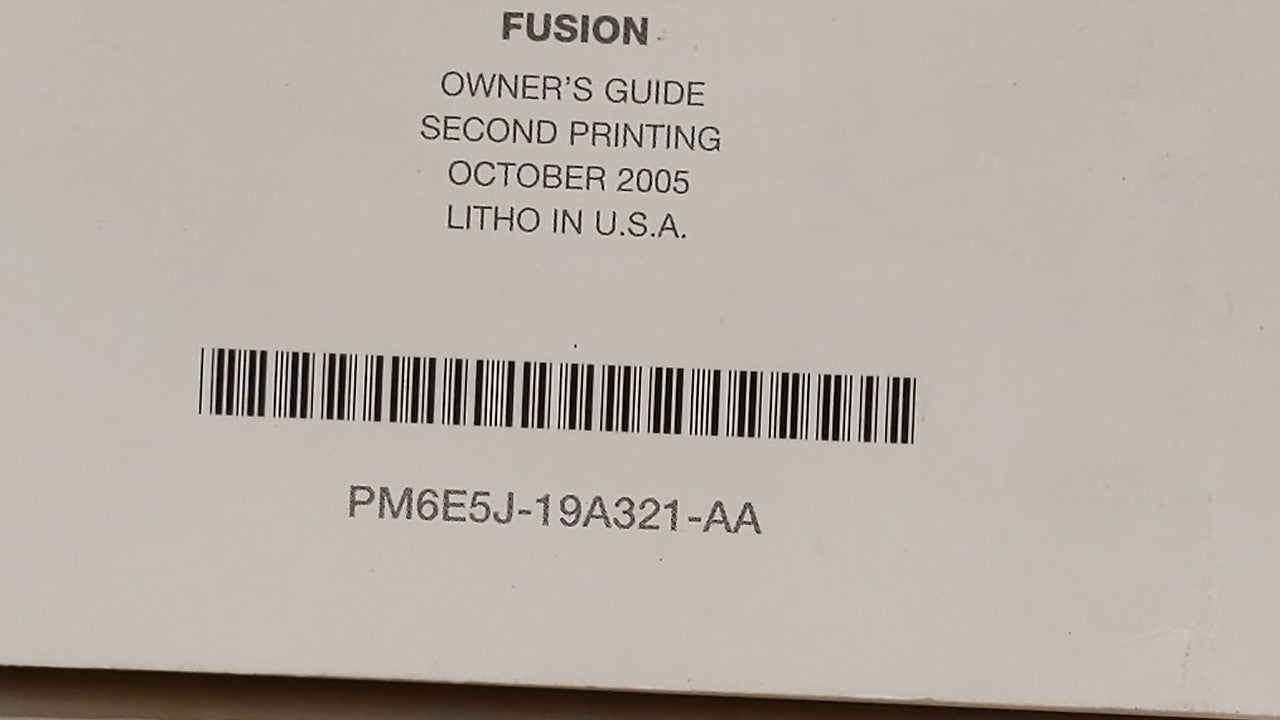 2006 Ford Fusion Owners Manual Book Guide OEM Used Auto Parts - Oemusedautoparts1.com