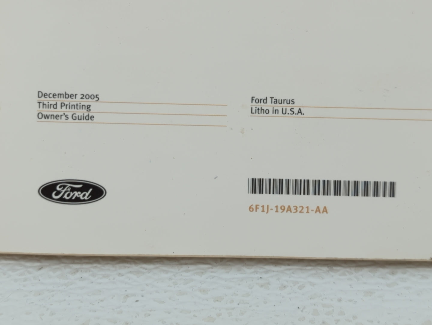 2006 Ford Taurus Owners Manual Book Guide OEM Used Auto Parts - Oemusedautoparts1.com