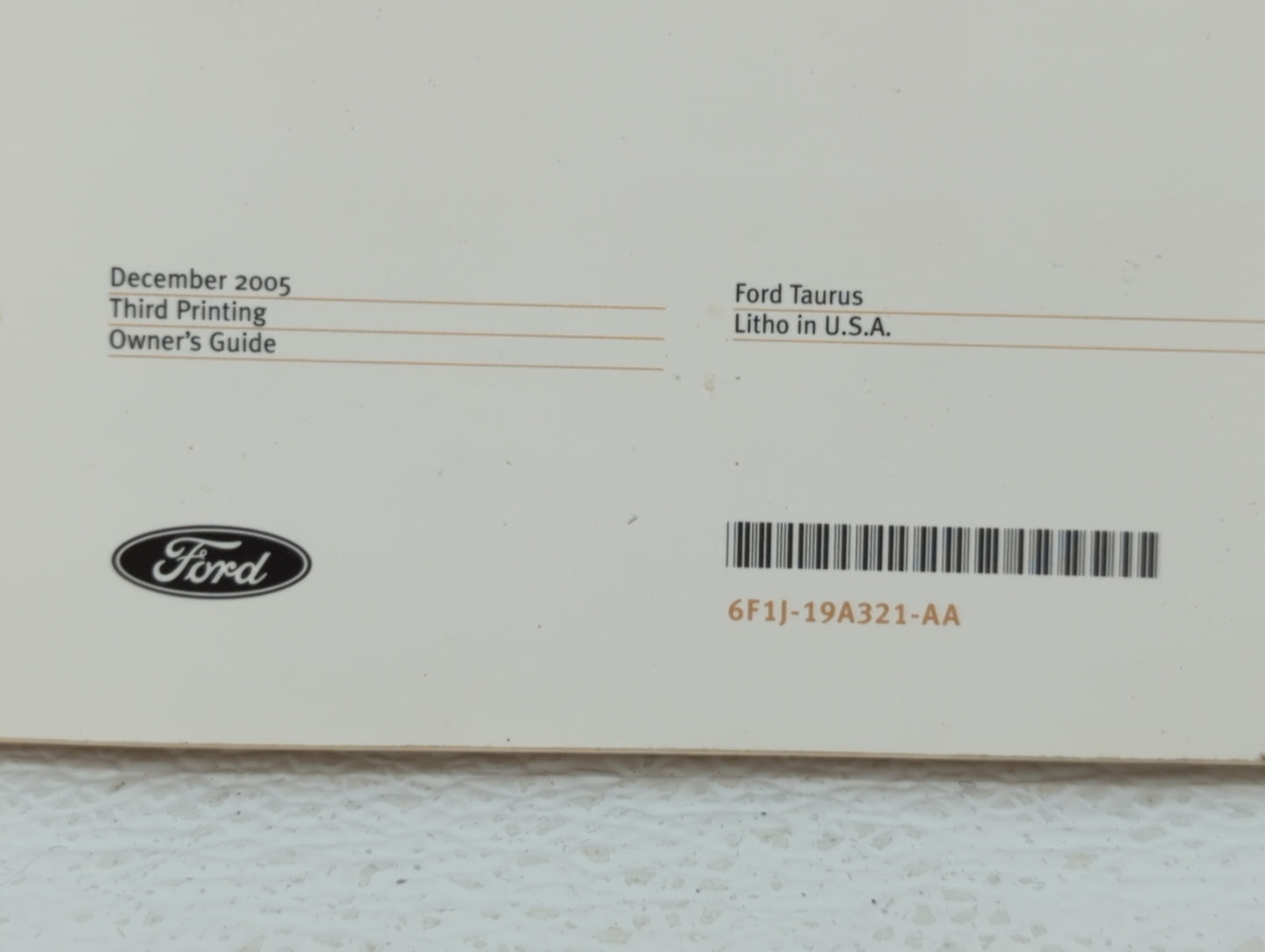 2006 Ford Taurus Owners Manual Book Guide OEM Used Auto Parts - Oemusedautoparts1.com