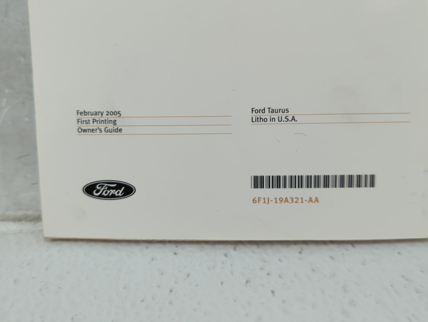 2006 Ford Taurus Owners Manual Book Guide P/N:6F1J-19A321-AA OEM Used Auto Parts - Oemusedautoparts1.com