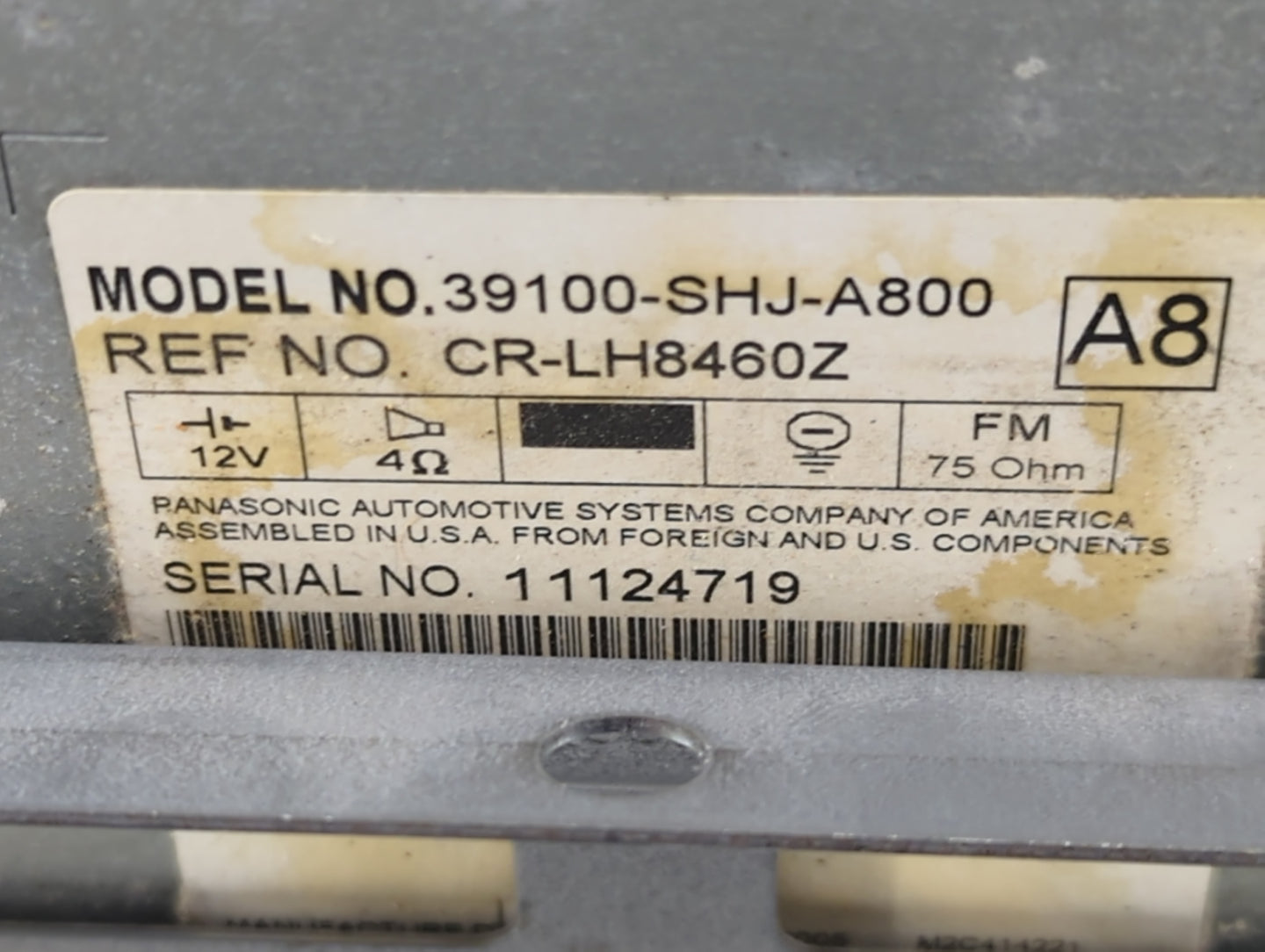 2005-2010 Honda Odyssey Radio AM FM Cd Player Receiver Replacement P/N:39100-SHJ-A800 Fits Fits 2005 2006 2007 2008 2009 201