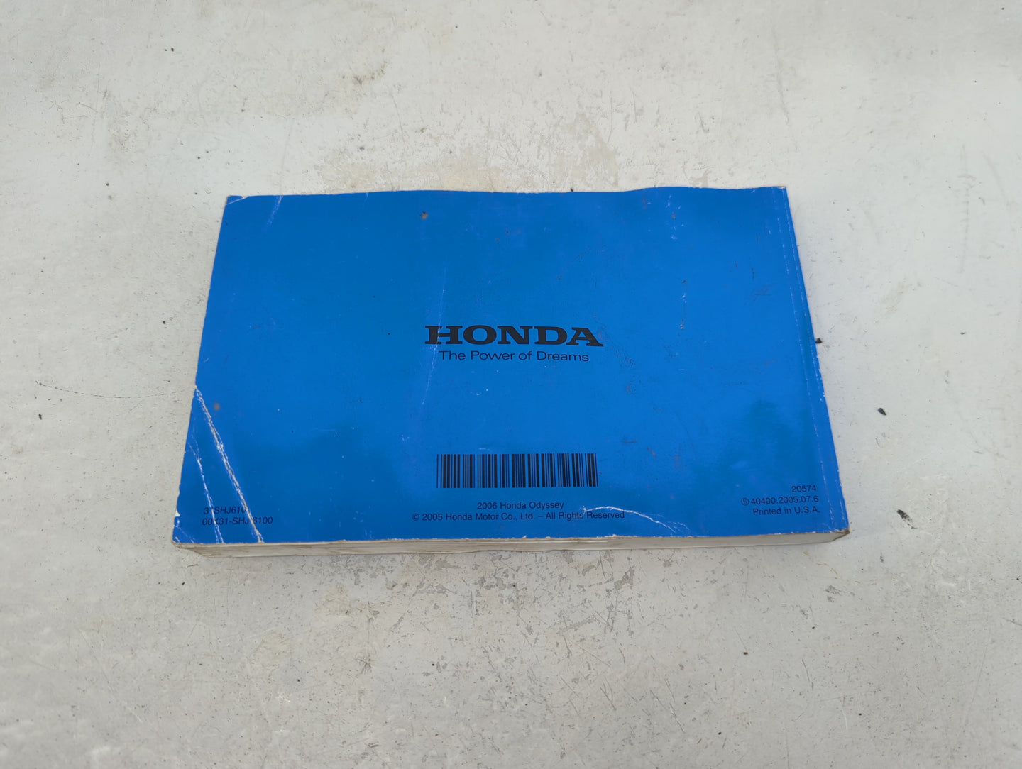 2006 Honda Odyssey Owners Manual Book Guide P/N:00X1-SHJ-6100 OEM Used Auto Parts - Oemusedautoparts1.com