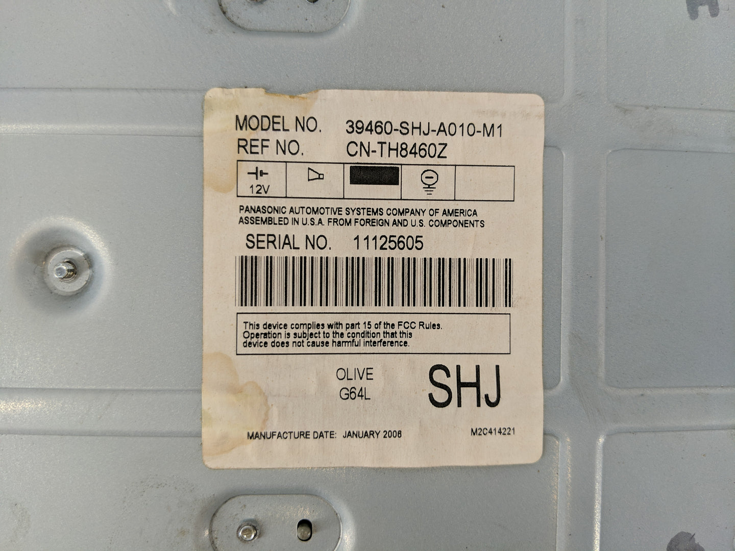 2006 Honda Odyssey Radio AM FM Cd Player Receiver Replacement P/N:39460-SHJ-A010-M1 3911A-SHJ-A902 Fits OEM Used Auto Parts 