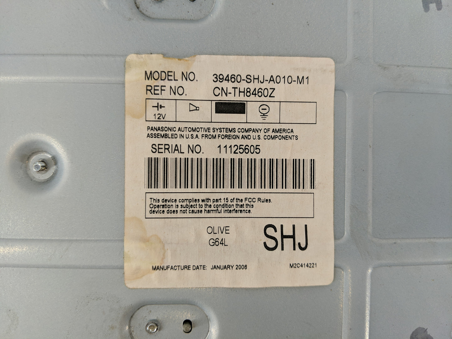 2006 Honda Odyssey Radio AM FM Cd Player Receiver Replacement P/N:39460-SHJ-A010-M1 3911A-SHJ-A902 Fits OEM Used Auto Parts 