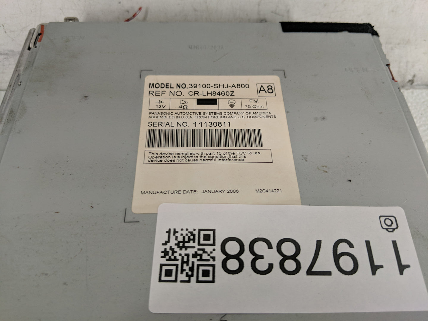 2006 Honda Odyssey Radio AM FM Cd Player Receiver Replacement Fits OEM Used Auto Parts - Oemusedautoparts1.com