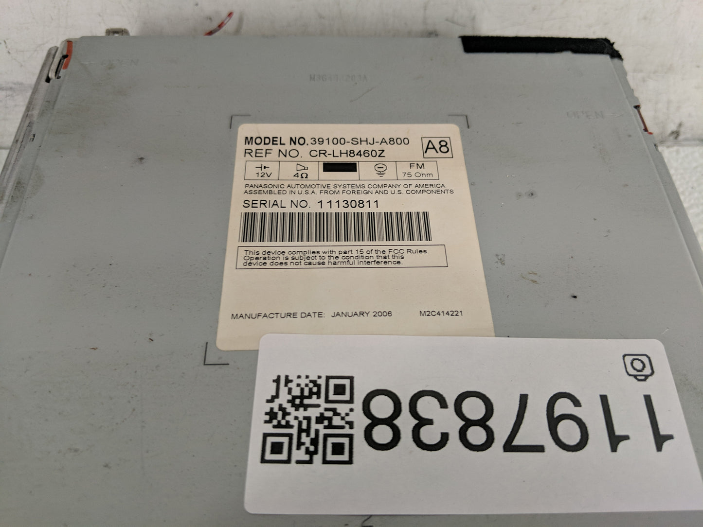 2006 Honda Odyssey Radio AM FM Cd Player Receiver Replacement Fits OEM Used Auto Parts - Oemusedautoparts1.com