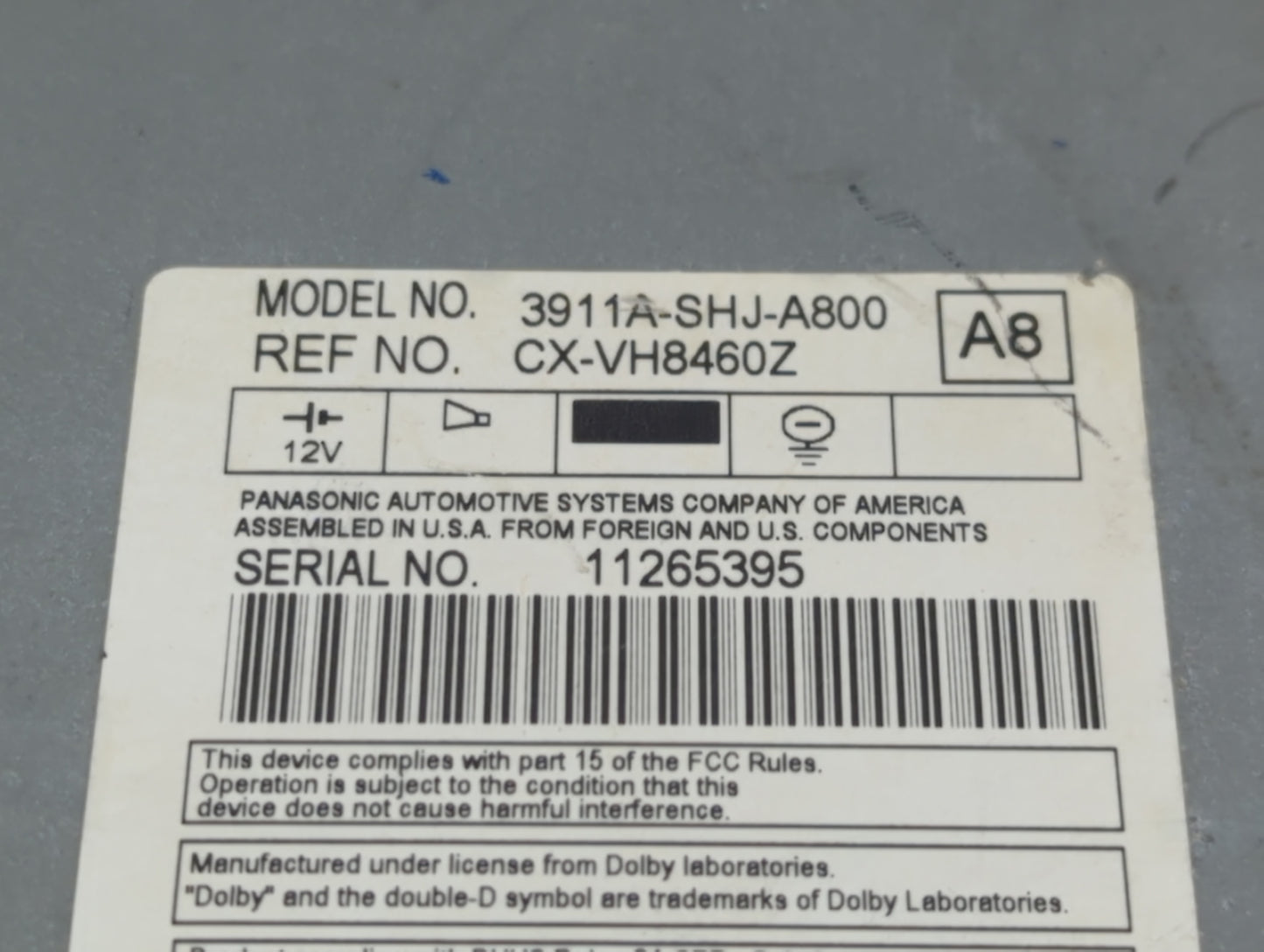 2005-2010 Honda Odyssey Radio AM FM Cd Player Receiver Replacement P/N:39110-SHJ-A912-M1 Fits Fits 2005 2006 2007 2008 2009 