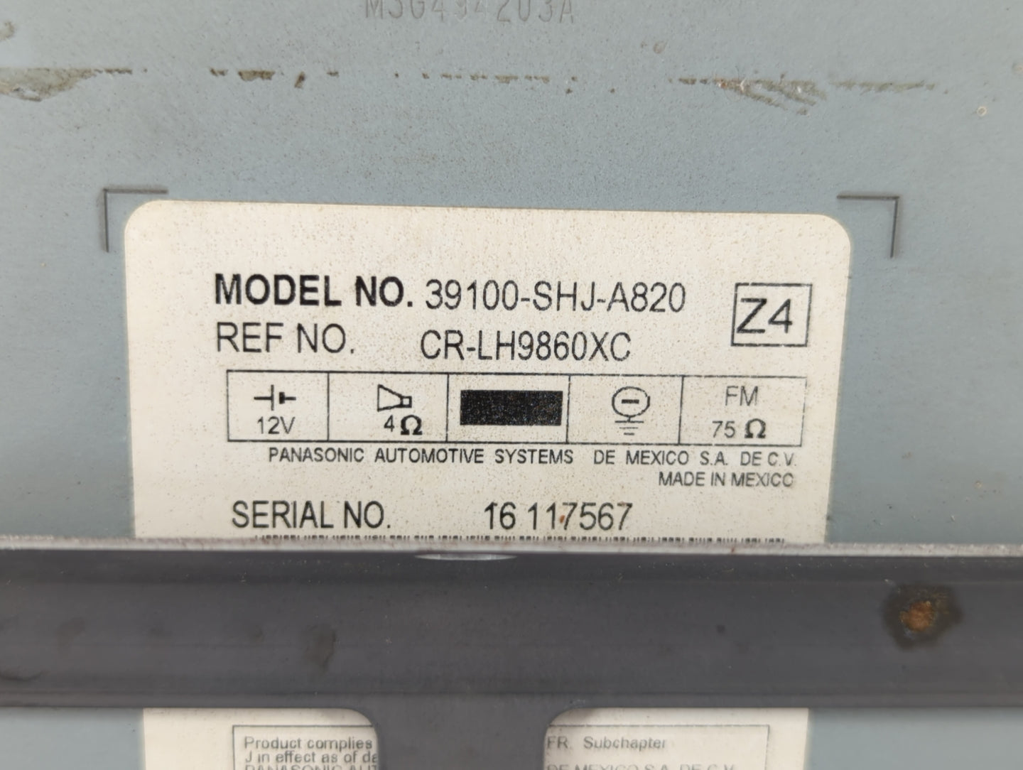 2005-2010 Honda Odyssey Radio AM FM Cd Player Receiver Replacement P/N:39100-SHJ-A800 39110-SHJ-A912-M1 Fits OEM Used Auto P