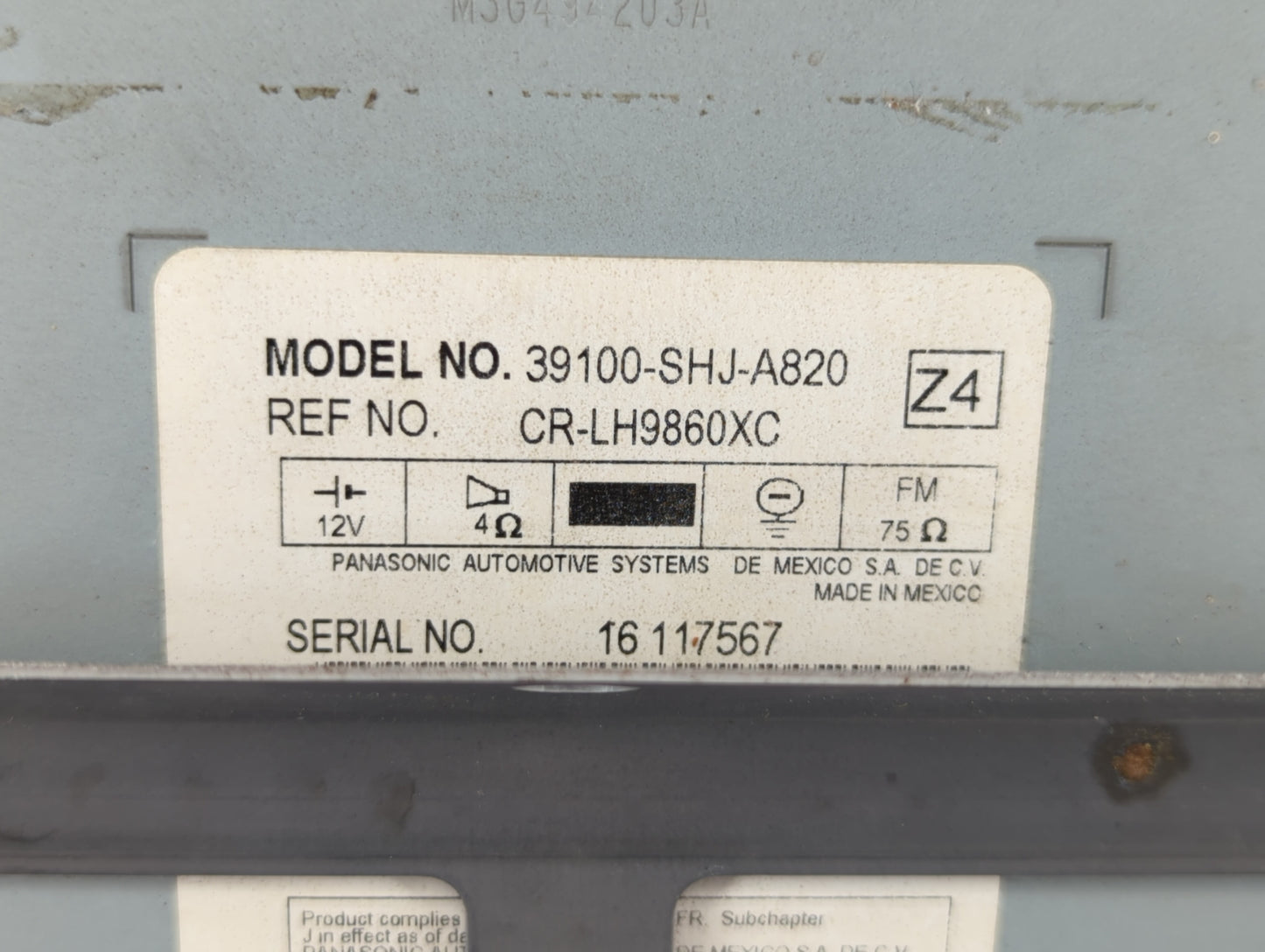 2005-2010 Honda Odyssey Radio AM FM Cd Player Receiver Replacement P/N:39100-SHJ-A800 39110-SHJ-A912-M1 Fits OEM Used Auto P
