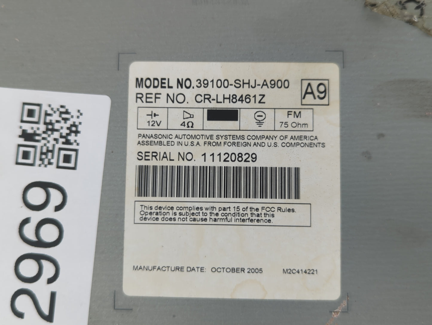 2005-2010 Honda Odyssey Am Fm Cd Player Radio Receiver - Oemusedautoparts1.com