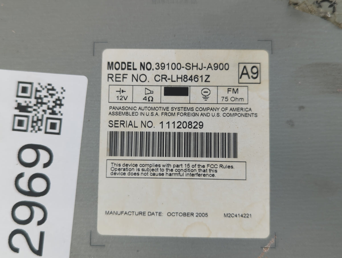 2005-2010 Honda Odyssey Am Fm Cd Player Radio Receiver 582969 - Oemusedautoparts1.com