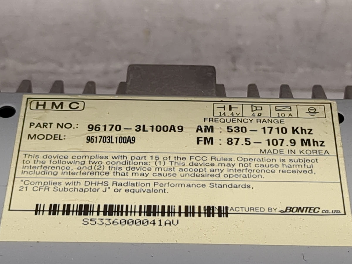 2006-2008 Hyundai Azera Radio AM FM Cd Player Receiver Replacement P/N:96170-3L100A9 961703L100A9 Fits Fits 2006 2007 2008 O