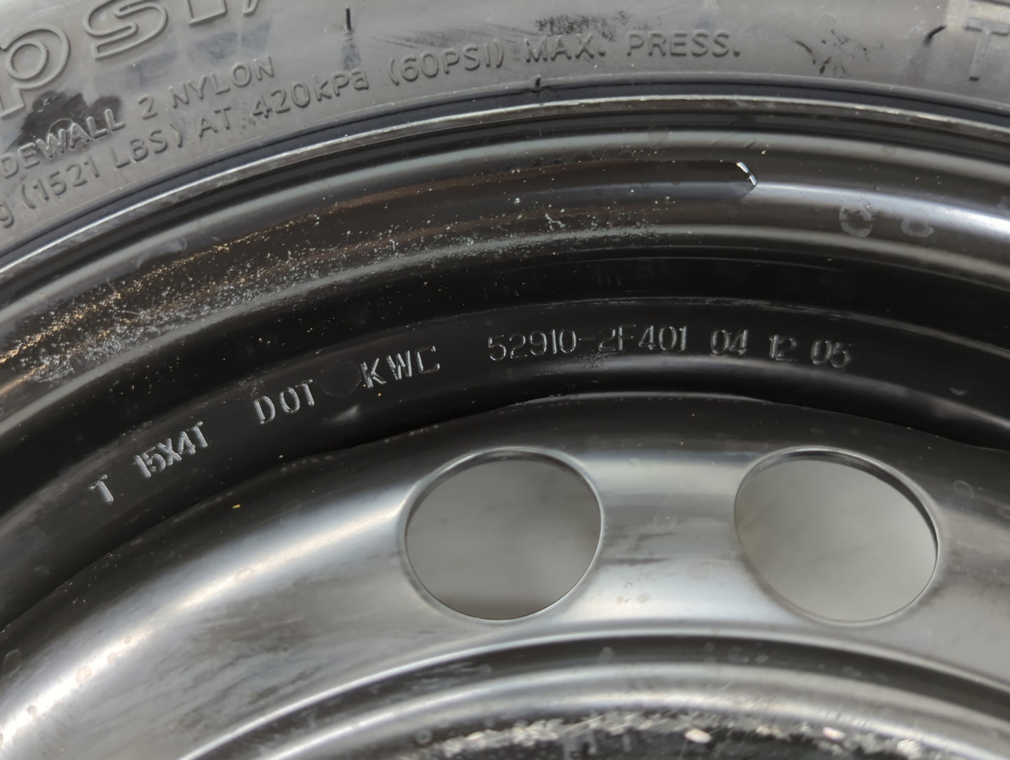 1992-2006 Hyundai Elantra Spare Donut Tire Wheel Rim Oem - Oemusedautoparts1.com