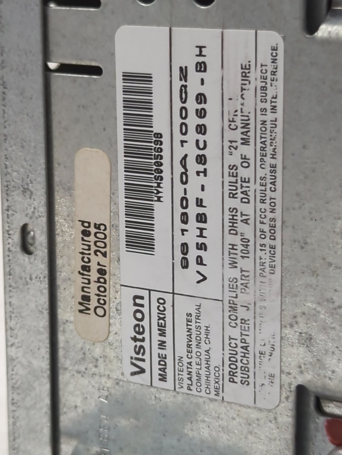 2006 Hyundai Sonata Radio AM FM Cd Player Receiver Replacement P/N:96180-0A100QZ VP5HBF-18C869-BH Fits OEM Used Auto Parts -