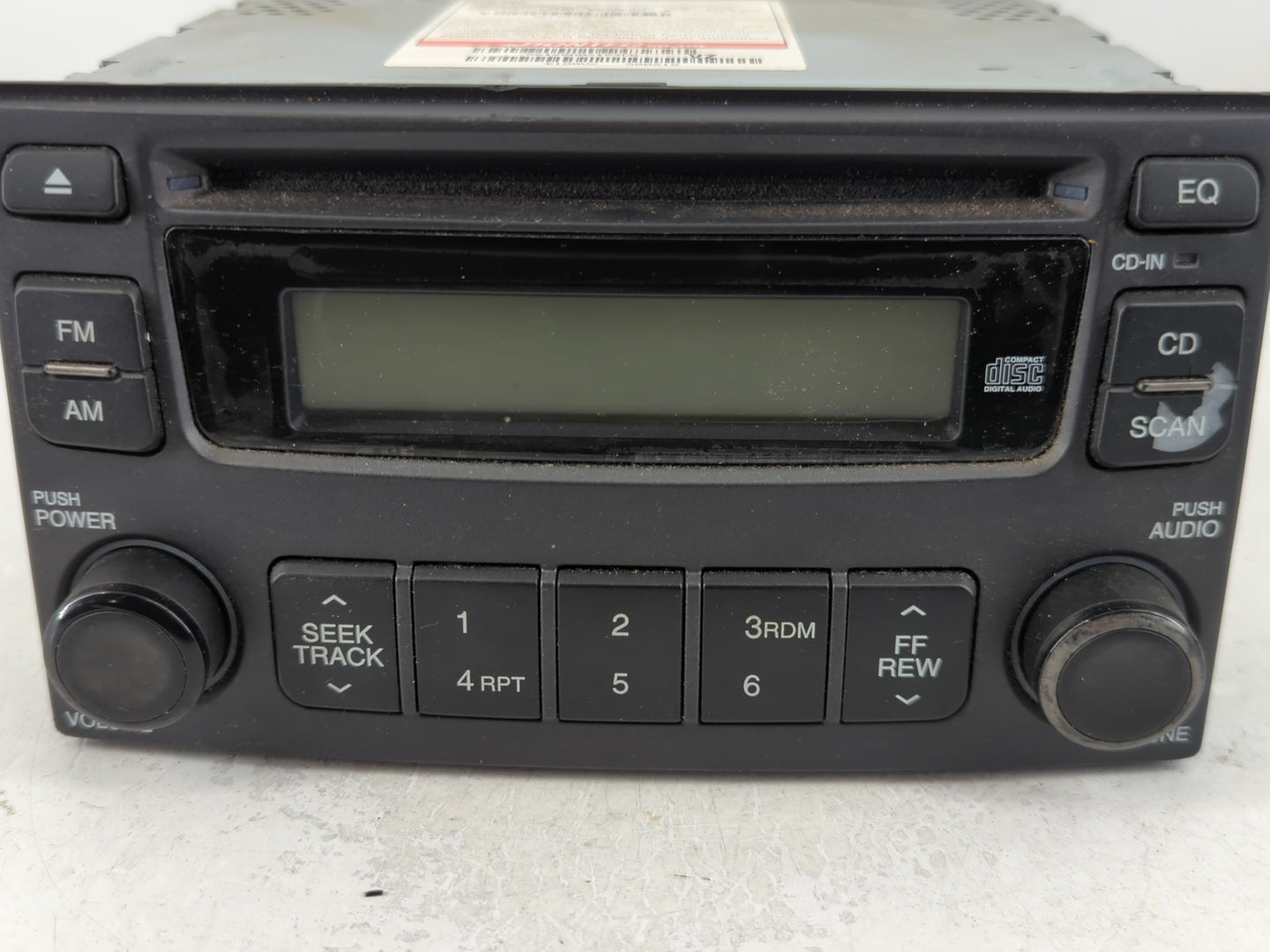 2006-2007 Kia Optima Radio AM FM Cd Player Receiver Replacement P/N:96140-2G150 Fits Fits 2006 2007 OEM Used Auto Parts - Oe