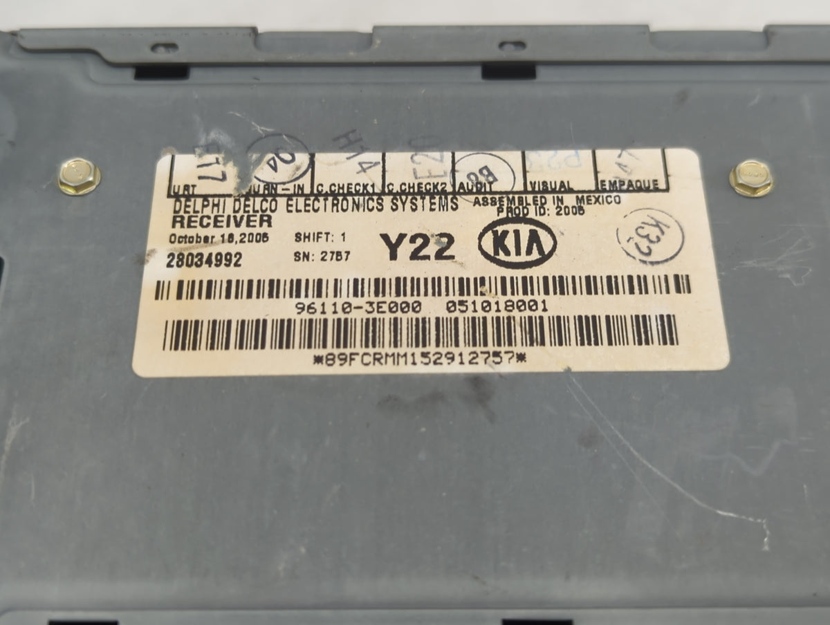 2003-2006 Kia Sorento Radio AM FM Cd Player Receiver Replacement P/N:96110-3E000 Fits Fits 2003 2004 2005 2006 OEM Used Auto