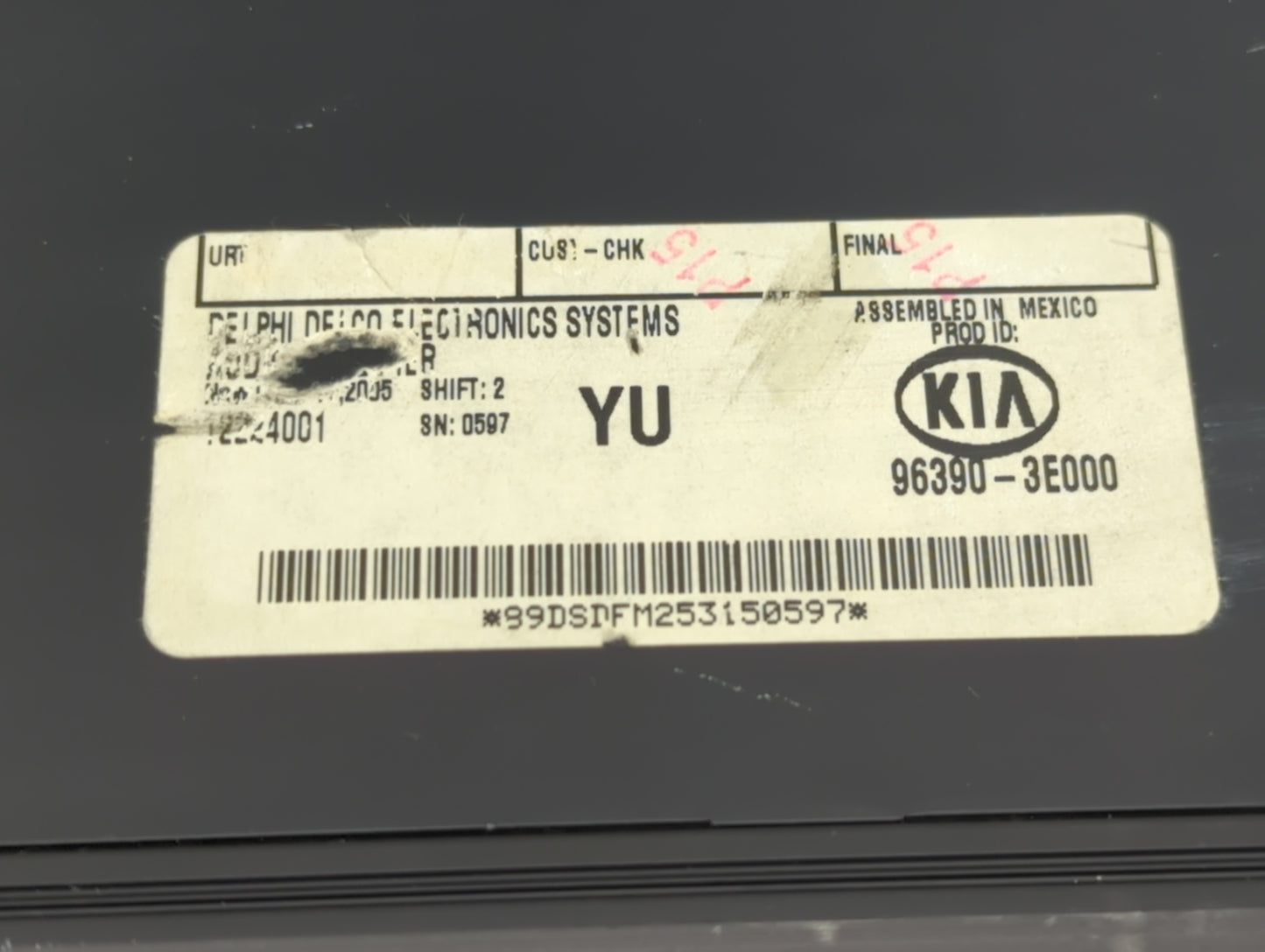 2003-2006 Kia Sorento Radio AM FM Cd Player Receiver Replacement P/N:96390-3E000 Fits Fits 2003 2004 2005 2006 OEM Used Auto