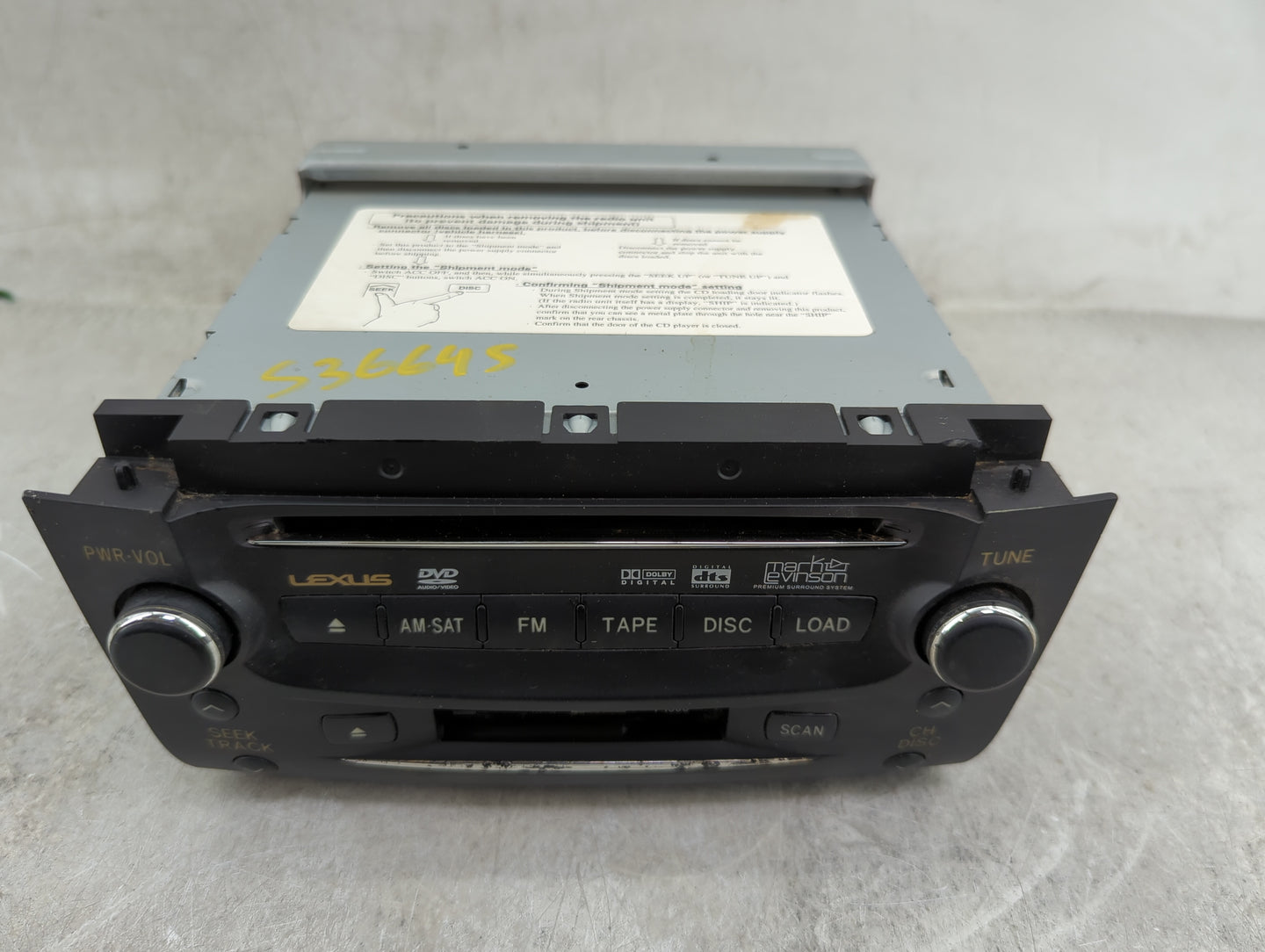2006 Lexus Gs300 Radio AM FM Cd Player Receiver Replacement P/N:86120-30C80-C0 Fits OEM Used Auto Parts - Oemusedautoparts1.