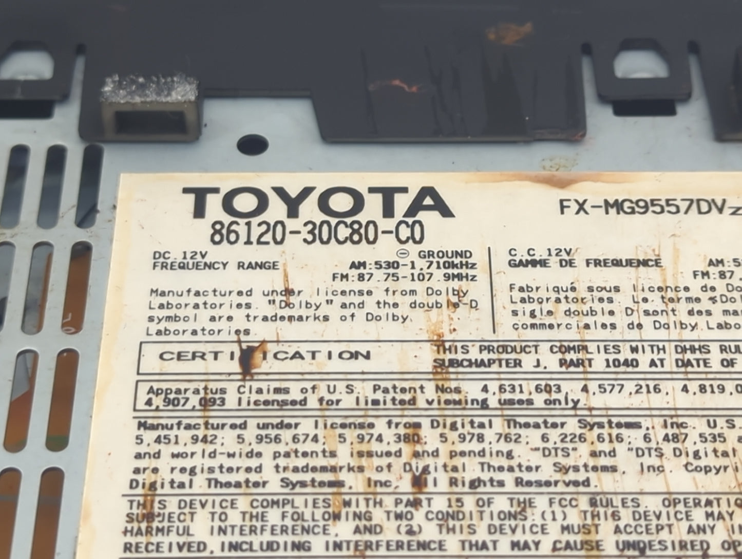 2006 Lexus Gs300 Radio AM FM Cd Player Receiver Replacement P/N:86120-30C80-C0 FX-MG9557DV Fits OEM Used Auto Parts - Oemuse