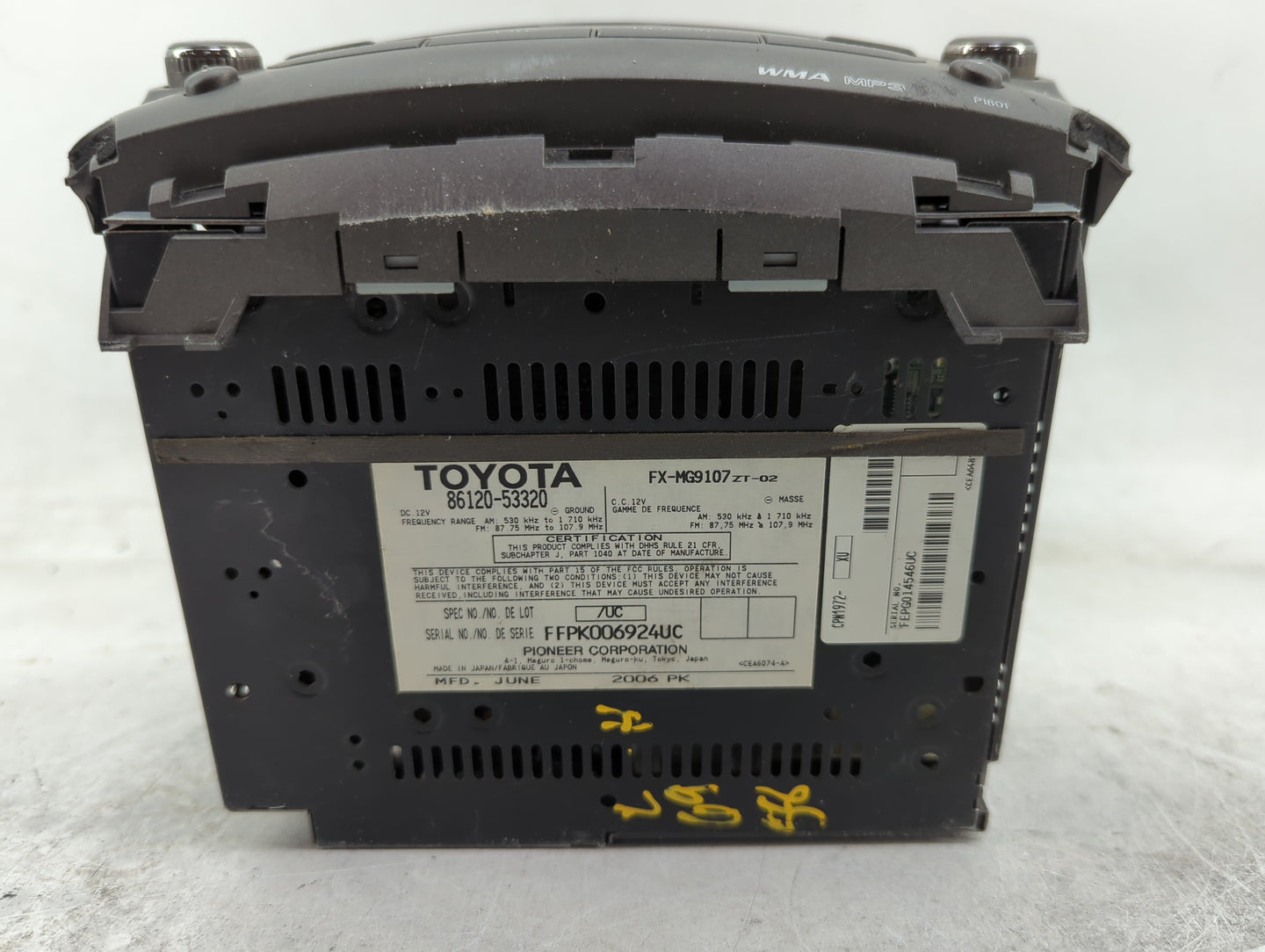 2006-2008 Lexus Is250 Radio AM FM Cd Player Receiver Replacement P/N:86120-53320 FX-MG9107ZT-02 Fits Fits 2006 2007 2008 OEM