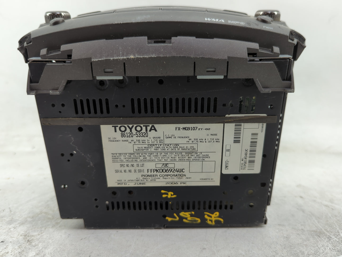 2006-2008 Lexus Is250 Radio AM FM Cd Player Receiver Replacement P/N:86120-53320 FX-MG9107ZT-02 Fits Fits 2006 2007 2008 OEM