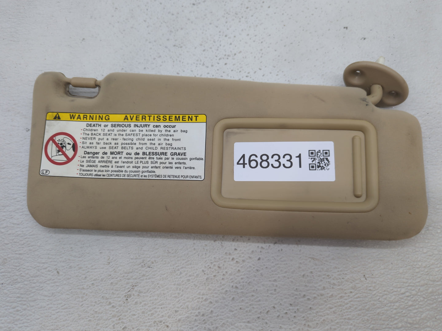 2006 Lexus Is250 Sun Visor Shade Replacement Passenger Right Mirror Fits OEM Used Auto Parts - Oemusedautoparts1.com