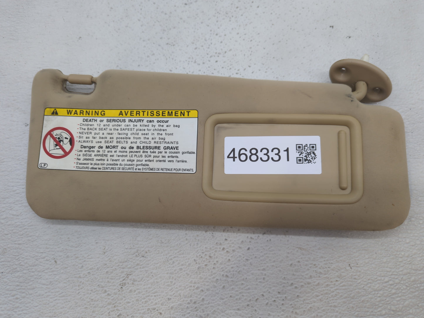 2006 Lexus Is250 Sun Visor Shade Replacement Passenger Right Mirror Fits OEM Used Auto Parts - Oemusedautoparts1.com