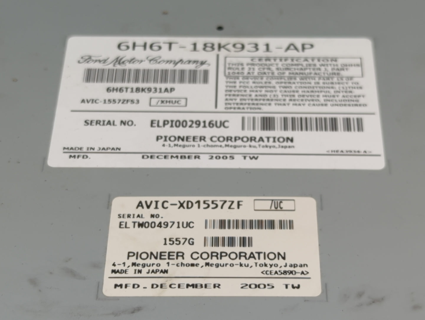 2006 Lincoln Zephyr Radio AM FM Cd Player Receiver Replacement P/N:6H6T-18K931-AP 6H6T18K931AP, AVIC-1557ZF53, AVIC-XD1557ZF