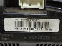 2006 Mercedes-Benz E-Class Instrument Cluster Speedometer Gauges P/N:A2115405147 110.080.292/007 Miles:135K Fits OEM Used Au
