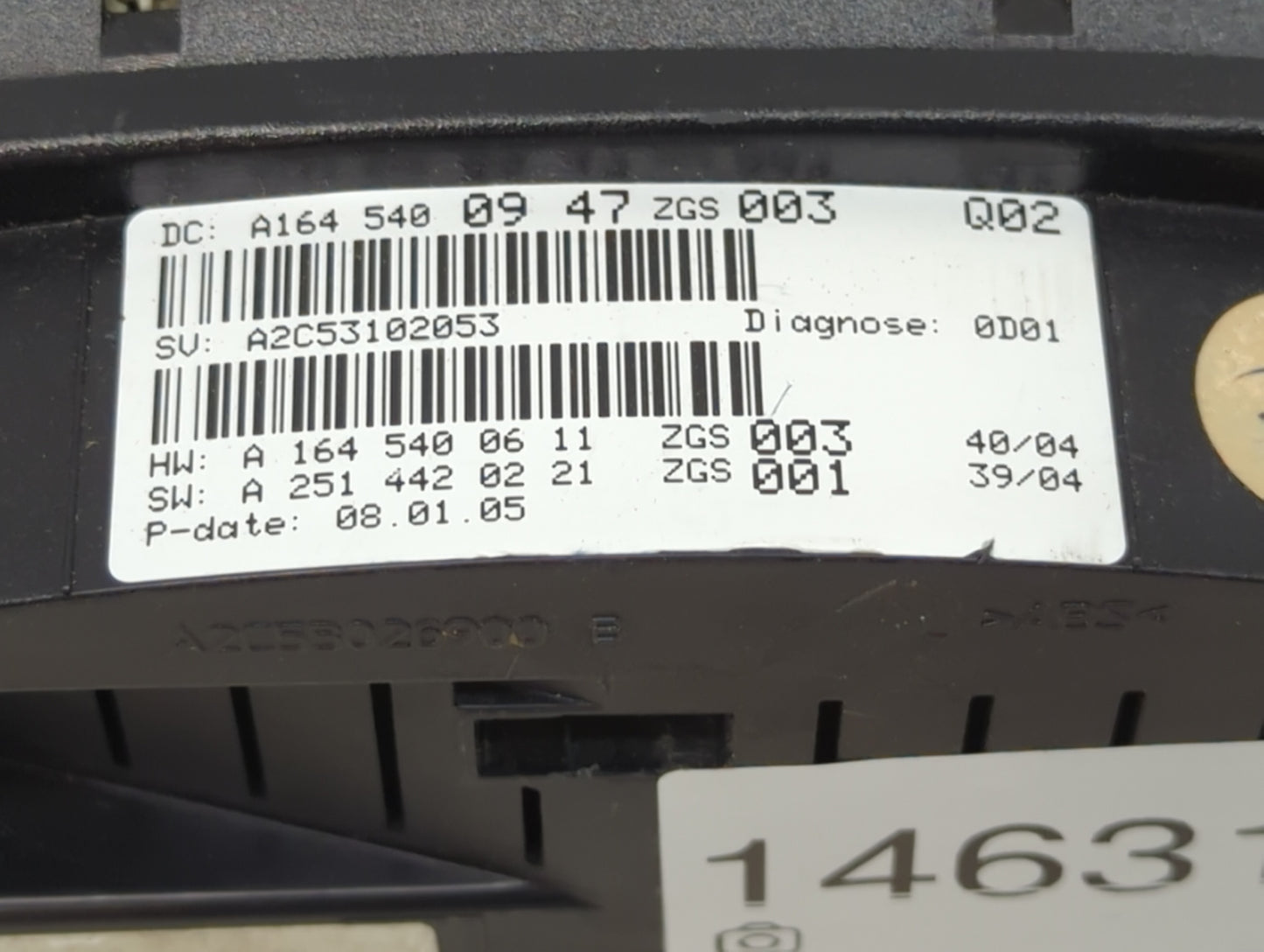 2006-2007 Mercedes-Benz Ml350 Instrument Cluster Speedometer Gauges P/N:A164 540 09 47 Miles: Fits Fits 2006 2007 OEM Used A