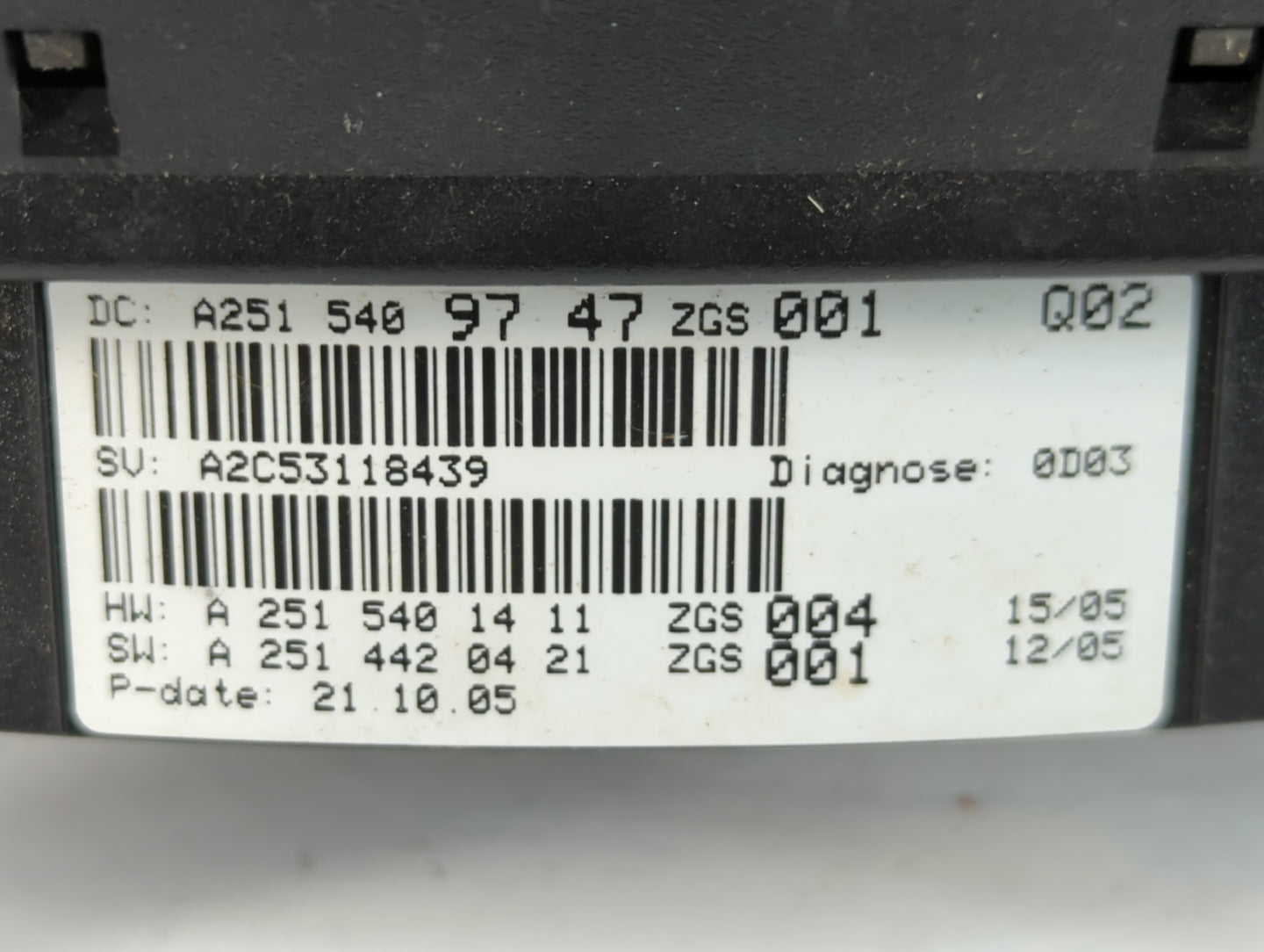 2006-2007 Mercedes-Benz R500 Instrument Cluster Speedometer Gauges P/N:A251 540 97 47 Fits Fits 2006 2007 OEM Used Auto Part