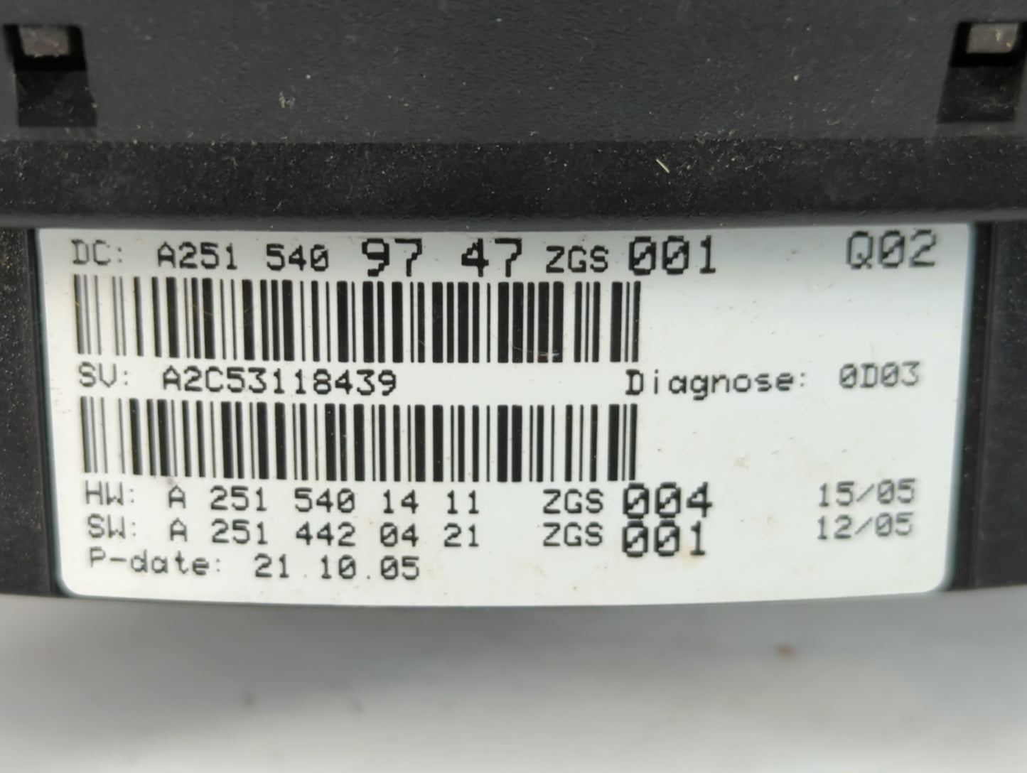 2006-2007 Mercedes-Benz R500 Instrument Cluster Speedometer Gauges P/N:A251 540 97 47 Fits Fits 2006 2007 OEM Used Auto Part