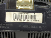 2006 Mercedes E-Class Instrument Cluster Speedometer Gauges P/N:A2115402148 110.080.292/026 Miles: Fits OEM Used Auto Parts 