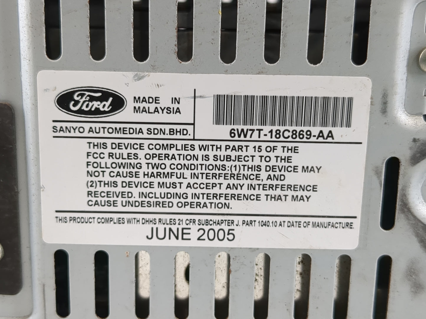 2006-2007 Mercury Grand Marquis Radio AM FM Cd Player Receiver Replacement P/N:6W7T-18C869-AA Fits Fits 2006 2007 OEM Used A