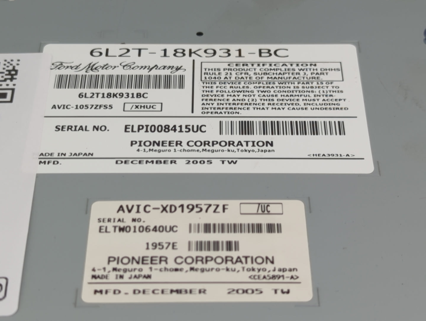 2006 Mercury Mountaineer Radio AM FM Cd Player Receiver Replacement P/N:6L2T-18K931-BC 6L2T18K931BC, AVIC-1057ZFS5 Fits OEM 
