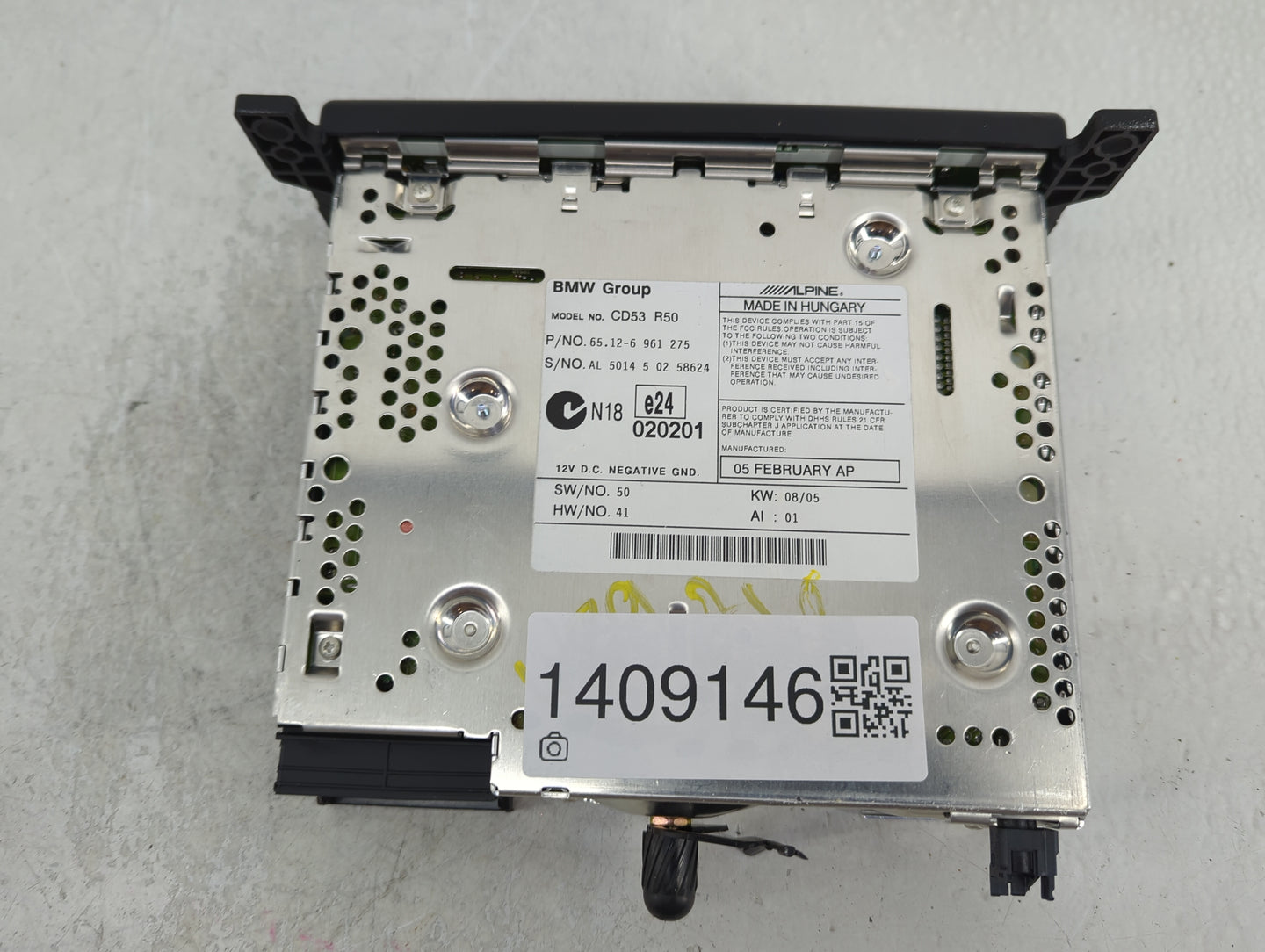 2006 Mini Cooper Radio AM FM Cd Player Receiver Replacement P/N:62116972084 Fits OEM Used Auto Parts - Oemusedautoparts1.com