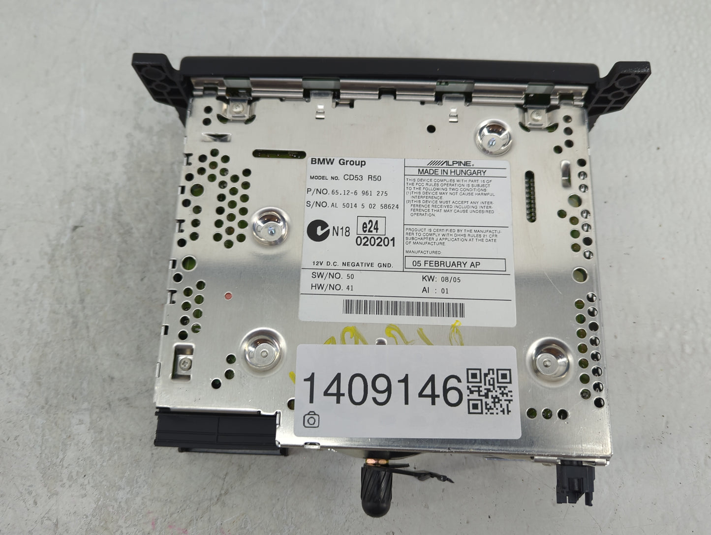 2006 Mini Cooper Radio AM FM Cd Player Receiver Replacement P/N:62116972084 Fits OEM Used Auto Parts - Oemusedautoparts1.com