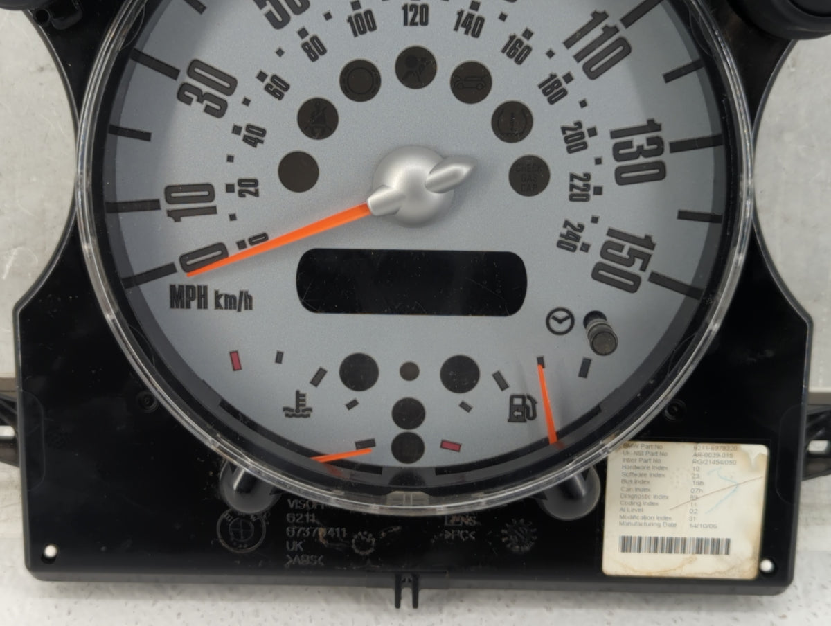 2002-2008 Mini Cooper Instrument Cluster Speedometer Gauges P/N:6211-6978320 Miles: Fits Fits 2002 2003 2004 2005 2006 2007 