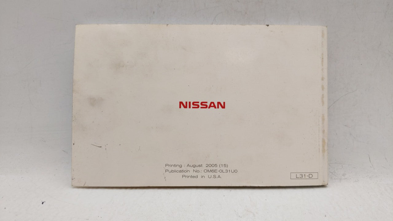 2006 Nissan Altima Owners Manual Book Guide OEM Used Auto Parts - Oemusedautoparts1.com