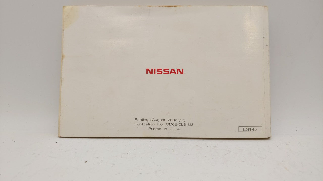 2006 Nissan Altima Owners Manual Book Guide OEM Used Auto Parts - Oemusedautoparts1.com