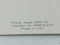 2006 Nissan Altima Owners Manual Book Guide P/N:OM6E-0L31U0 OEM Used Auto Parts - Oemusedautoparts1.com
