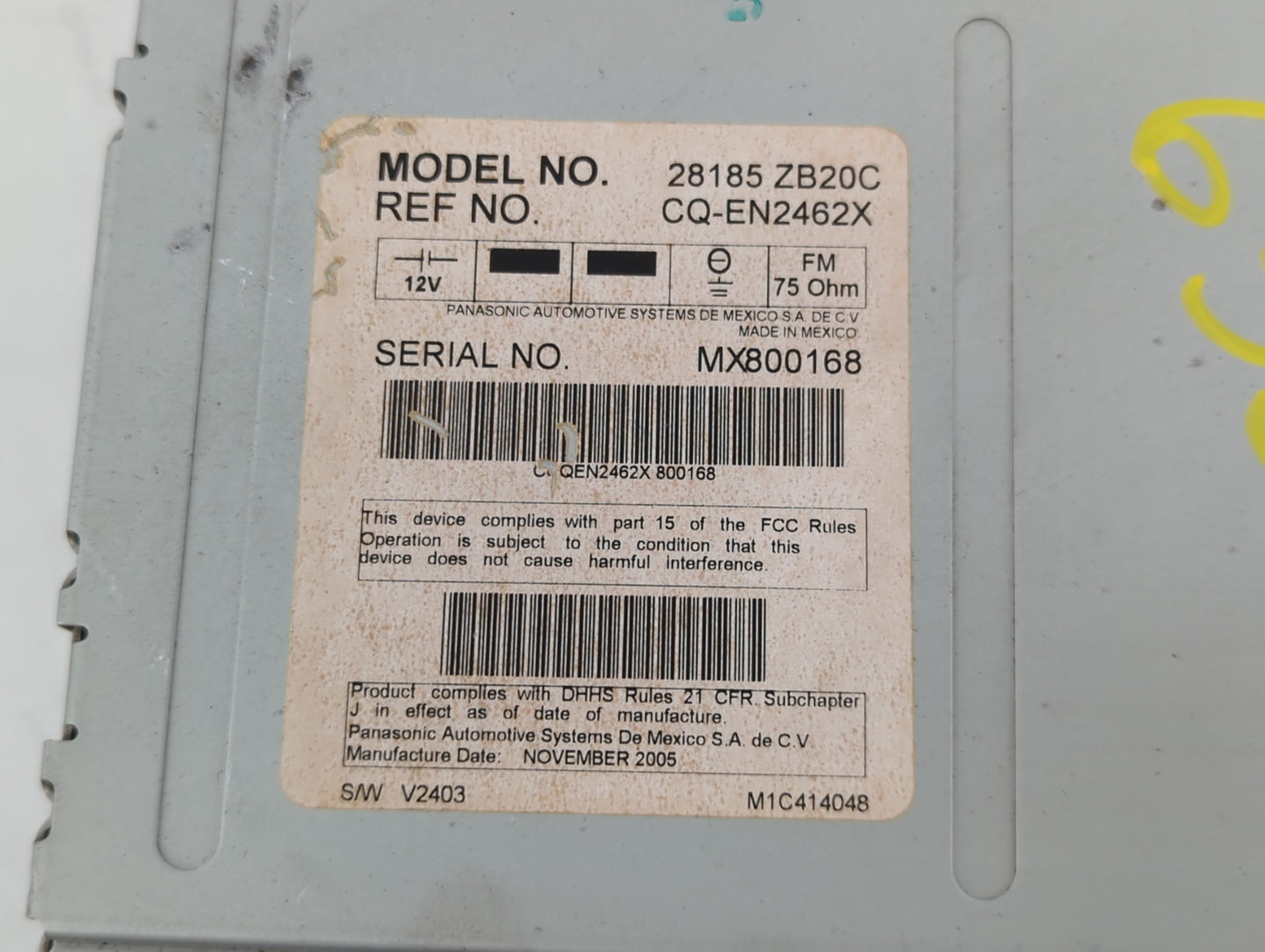 2005-2006 Nissan Altima Am Fm Cd Player Radio Receiver - Oemusedautoparts1.com